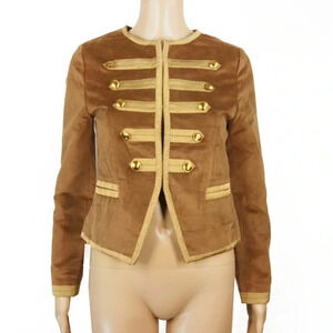 NWT Journal Standard  Japan Brown Velvet Gold Military Cropped Jacket